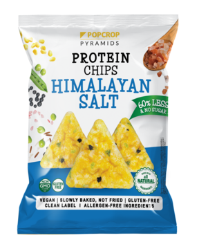 POP CROP Piramidki ,chipsy proteinowe z sola himalajską,przód