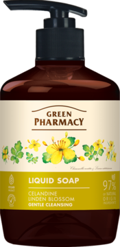 GREEN PHARMACY ,mydło w płynie, Jaskółcze Ziele i Lipa,przód