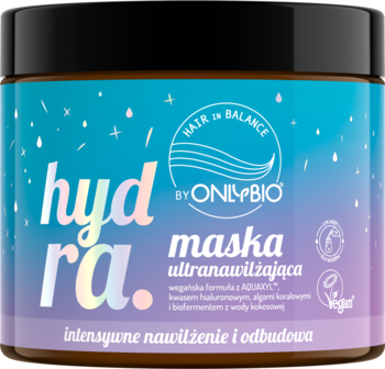 HAIR IN BALANCE BY ONLYBIO Hydra ,maska do włosów, nawilżająco-odbudowująca,przód