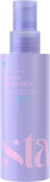 Lawendowa odżywka regenerująca sta w sprayu do włosów suchych, z różowym logo, widok z przodu.