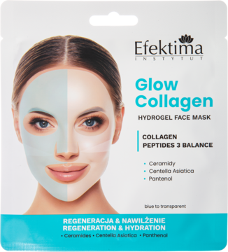 EFEKTIMA Glow Collagen ,maska w płachcie z kolagenem i peptydami, regeneracja i nawilżenie,przód