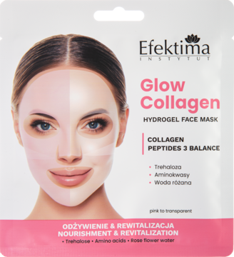 EFEKTIMA Glow Collagen ,maska w płachcie z kolagenem i peptydami, odżywienie i rewitalizacja,przód