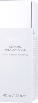 Białe pudełko TIRTIR Ceramic Milk Ampoule 40ml, widok z przodu, z napisem Glow Moisture Nourishing.
