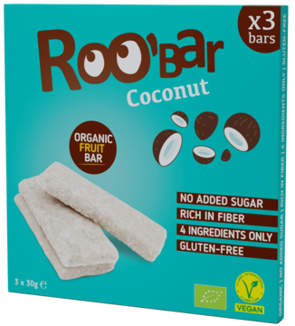 ROOBAR ,baton owocowy, kokos, Bio,przód