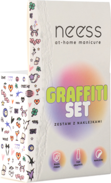 NEESS Grafitti Set ,zestaw top i baza do paznokci, z naklejkami,przód