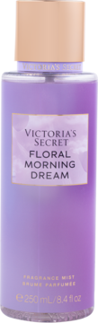 Victoria's Secret Floral Morning Dream perfumowana mgiełka, fioletowa butelka 250ml, złota zakrętka, widok z przodu.