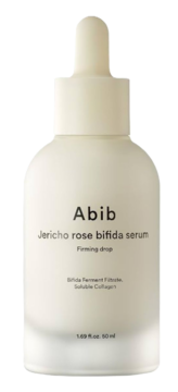 Abib Jericho Rose Bifida Serum Firming Drop w matowej butelce z zakraplaczem, widok z przodu.