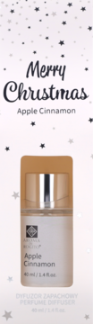 Merry Christmas Apple Cinnamon perfume diffuser, 40ml, in white box with stars, front view.