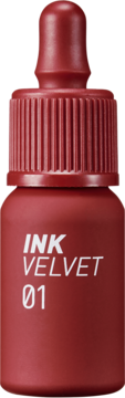Peripera Ink Velvet Lip Tint Good Brick, matowy, czerwono-brązowy tint do ust w butelce z zakraplaczem.
