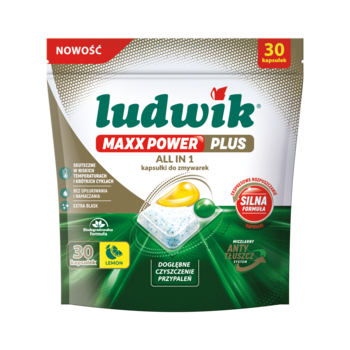 LUDWIK Maxx Power Plus,kapsułki do zmywarki, Lemon,przód