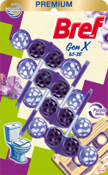 BREF Premium Gen X '65-'80,zawieszka do WC, Purple Water,przód