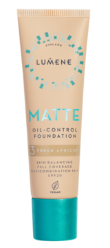 LUMENE Matte ,podkład do twarzy, matujący, SPF 20, nr 3 Fresh Apricot,przód