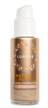 LUMENE Natural Glow ,podkład do twarzy, rozświetlający, SPF 20, nr 2 Medium.,przód