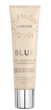 LUMENE Blur ,podkład do twarzy, długotrwały, 16H, SPF 15, nr 0 Light Ivory,przód
