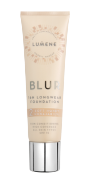 LUMENE Blur ,podkład do twarzy, długotrwały, 16H, SPF 15, nr 2 Soft Honey,przód