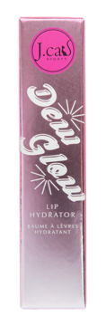 Różowo-złote, pionowe pudełko J.Cat Beauty Dewy Gelen Lip Hydrator, z białym napisem i różowym logo.