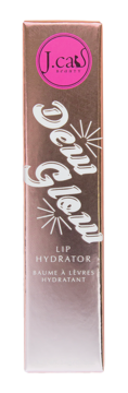 J.Cat Beauty Dewy Gleen lip hydrator w metalicznym opakowaniu rose gold, widok z przodu. Nawilżający balsam.