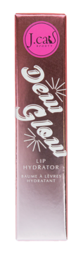 Pionowe różowe opakowanie nawilżającego balsamu J.Cat Beauty Dewy Glem Lip Hydrator z białym napisem.
