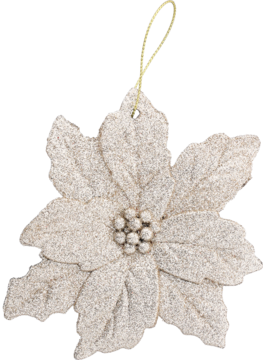 Eloy złota brokatowa zawieszka gwiazda betlejemska, 9,5cm. Błyszczący ornament z koralikowym środkiem.