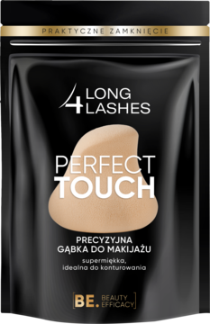 Czarne opakowanie Long4Lashes Perfect Touch z beżową, supermiękką gąbką do precyzyjnego makijażu.