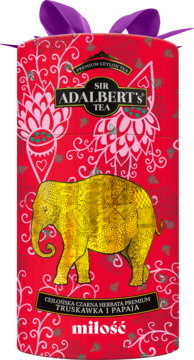 ADALBERT'S TEA ,herbata czarna, truskawka i papaja, liściasta, Miłość,przód
