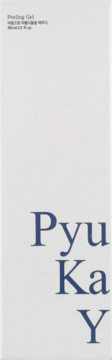 Białe opakowanie żelu peelingującego Pyunkang Yul, 100ml, z niebieskim napisem i logo, widok z przodu.