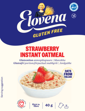ELOVENA ,owsianka błyskawiczna, z truskawkami, bezglutenowa,przód