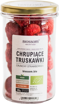 BIOSSOM ,owoce liofilizowane, Truskawki,przód