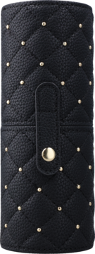 Eloy tuba na pędzle, czarna pikowana z złotymi ćwiekami i zapięciem na zatrzask, widok z przodu.