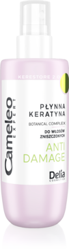 Różowa butelka Płynnej keratyny Cameleo Expert Anti-Damage do włosów zniszczonych, widok z przodu.