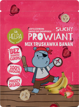 HELPA Suchy Prowiant ,owoce liofilizowane, Truskawka, Banan, Bio,przód