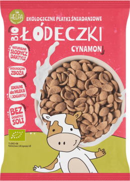 HELPA ,płatki śniadaniowe łódeczki, jaglano-owsiane z Cynamonem, Bio,przód