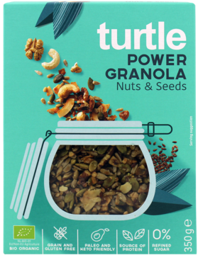 TURTLE ,granola, z orzechami i ziarnami, Bio,przód