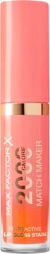 Max Factor X Match Maker błyszczyk pH-reaktywny, brzoskwiniowo-pomarańczowa tubka ze złotym paskiem.