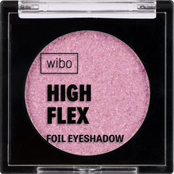 Wibo High Flex foliowy cień do powiek Sugar Baby. Różowy, błyszczący, w czarnym, kwadratowym opakowaniu.
