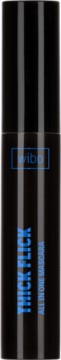 Czarny tusz do rzęs Wibo Thick Flick, z pionowym niebieskim napisem ALLONE MASCARA, widok z przodu.