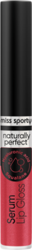 Różowy błyszczyk Miss Sporty Naturally Perfect Lip Serum z kwasem hialuronowym i skwalanem, widok z przodu.