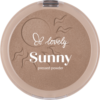 Lovely Sunny puder brązujący w beżowym kompakcie. Jasnobrązowy z wytłoczonym logo, idealny do konturowania.
