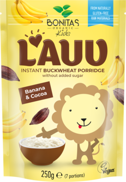 BONITAS ,kaszka gryczana, z Bananem i Kakao, bez cukru,przód