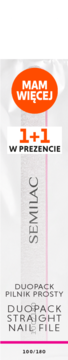 Semilac Duopack, prosty pilnik do paznokci 100/180, biały, z promocją 1+1 w prezencie.