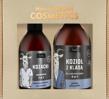 LAQ Kozioł z Klasą ,zestaw kosmetyków dla mężczyzn, żel pod prysznic + szampon,przód