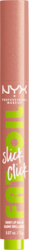 Balsam koloryzujący NYX Fat Oil Slick Click Group Chat, pionowy sztyft w kolorze różowego złota z neonową zielenią.