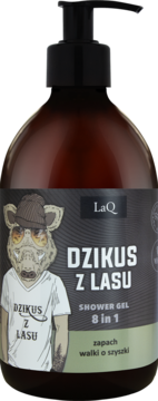 LAQ Dzikus z Lasu ,żel pod prysznic, 8w1, zapach Walki o Szyszki,przód