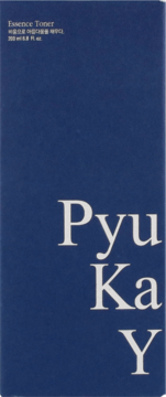 Granatowe, pionowe opakowanie Pyunkang Yul Essence Toner, nawilżającego toniku do twarzy. Widok z przodu.
