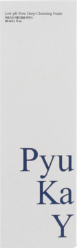 Pyunkang Yul Low pH Pore Deep Cleansing Foam, biały kartonik z niebieskim napisem PyuKaY, widok z przodu.