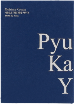 Pyunkang Yul Moisture Cream w ciemnogranatowym pudełku, z białym napisem Pyu Ka Y, widok z przodu.