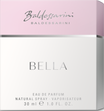 Baldessarini BELLA damska woda perfumowana 30ml, pudełko biało-różowe z srebrnym napisem, widok z przodu.