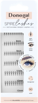 Przednie ujęcie Donegal Spire Lashes, opakowanie z 90 kępkami rzęs 8-13mm dla anime looku.