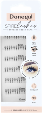 Przednie ujęcie Donegal Spire Lashes, opakowanie z 90 kępkami rzęs 8-13mm dla anime looku.