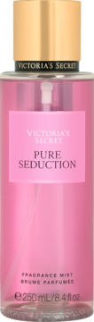 Victoria's Secret Pure Seduction perfumowana mgiełka w różowej butelce 250ml, ze złotą nakrętką, widok z przodu.